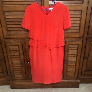 Beautiful Orange 💯% Silk Shomi by Miller Shor Asymmetrical Top Dress - Size 10
